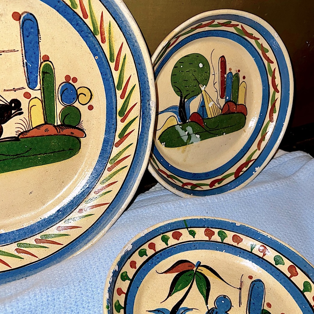 (3) Tlaquepaque Mexican Pottery Nesting Bowls Handmade Folk Art Dishes Stackable - Picture 8 of 15